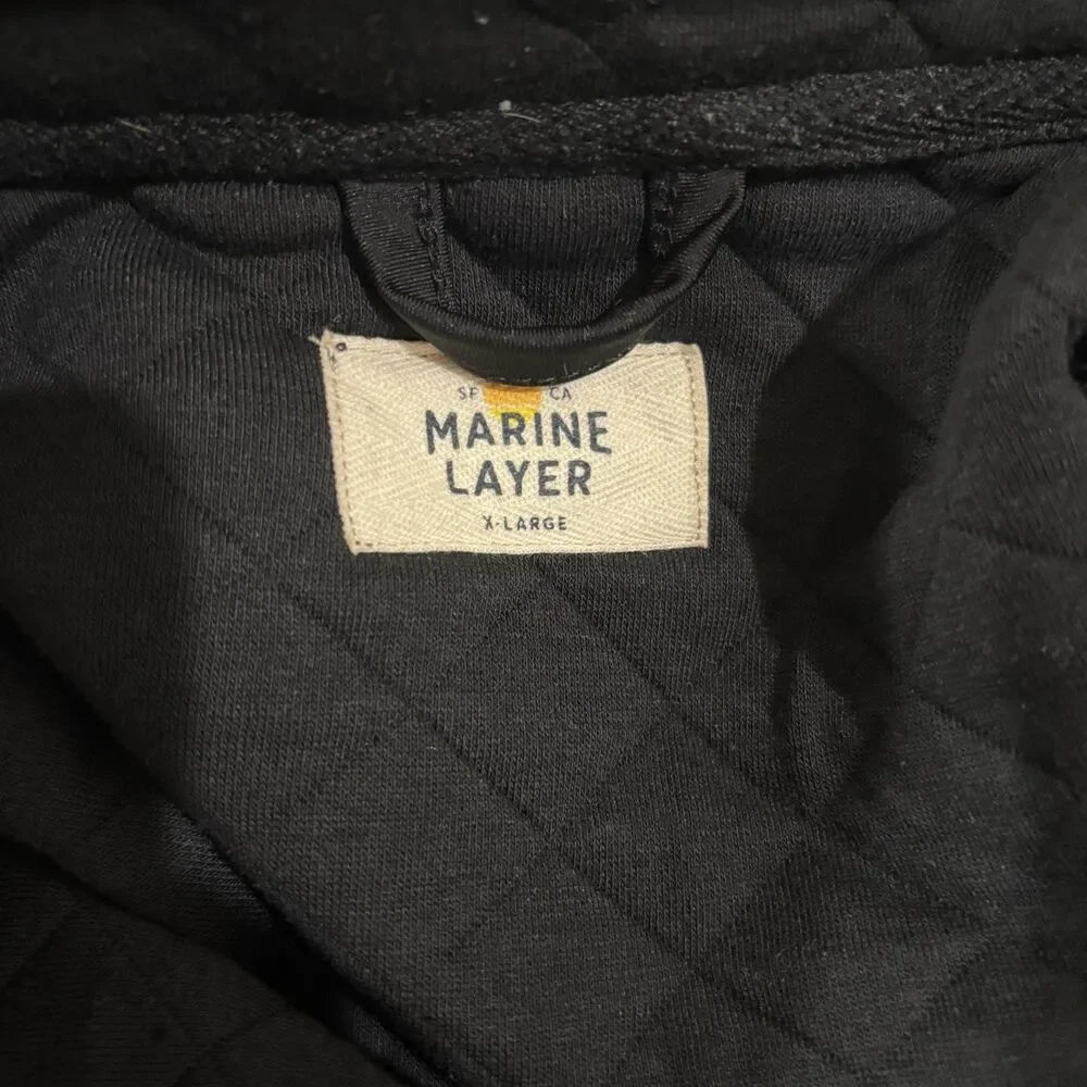 Marine Layer Corbet Quilted Vest Men XL Black Full Zip Outdoors Preppy Cabincore